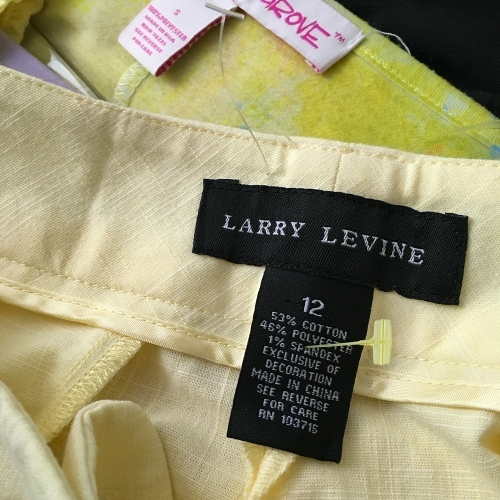 Larry Levine Yellow Crop Capri Slim Leggings Size 12 - Picture 4 of 6
